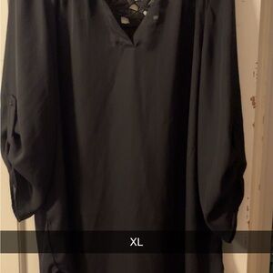 Black V-Neck Blouse XL